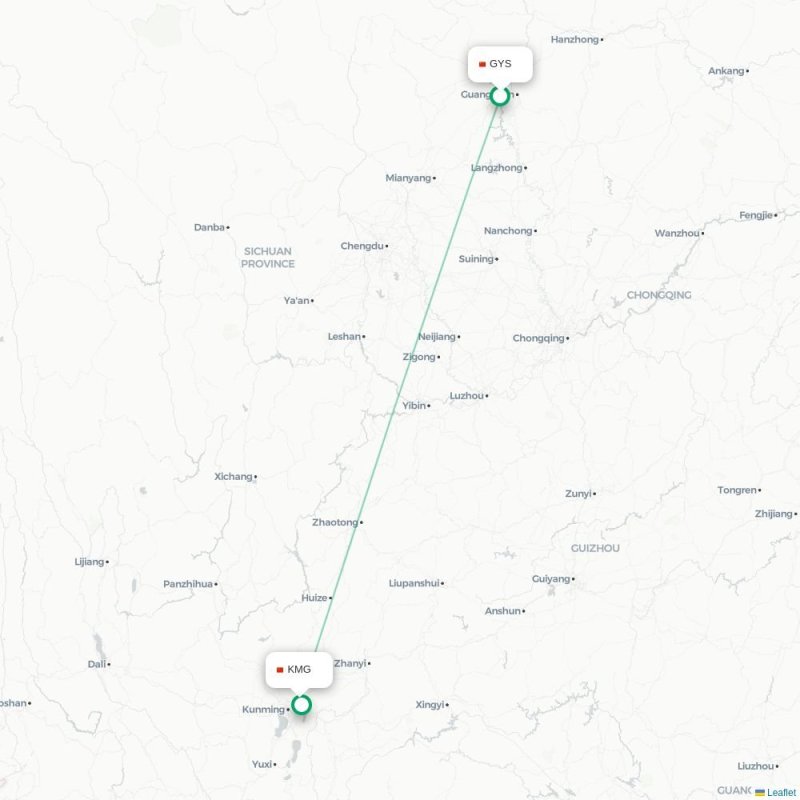 GYS - KMG route map