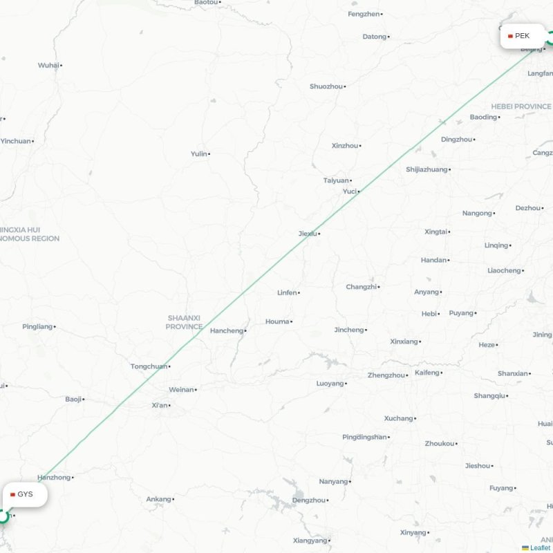 GYS - PEK route map