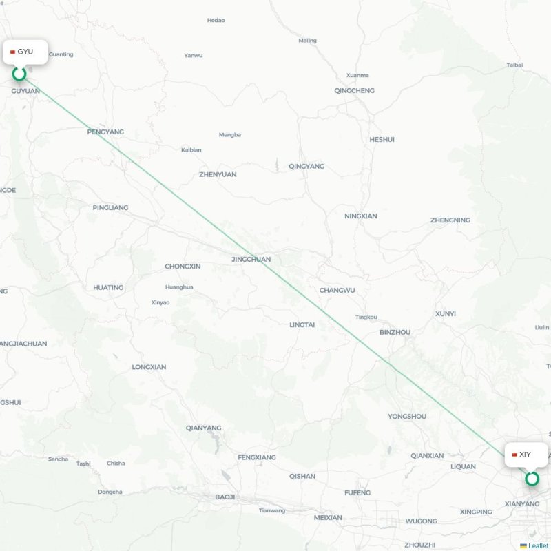 GYU - XIY route map