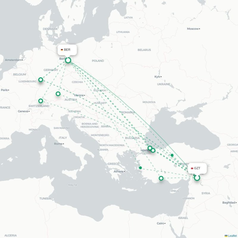 GZT - BER route map