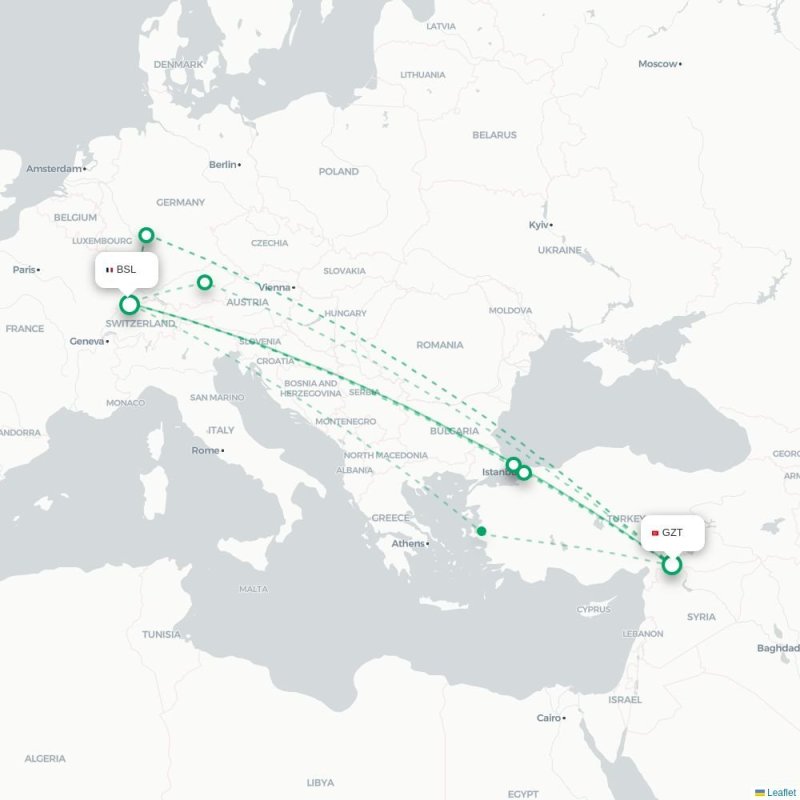 GZT - BSL route map