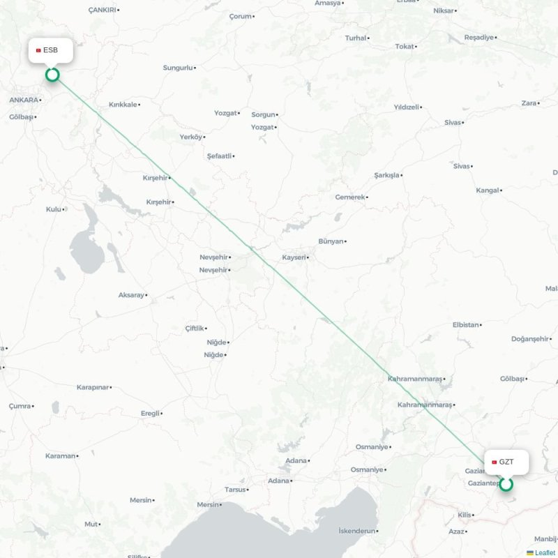 GZT - ESB route map