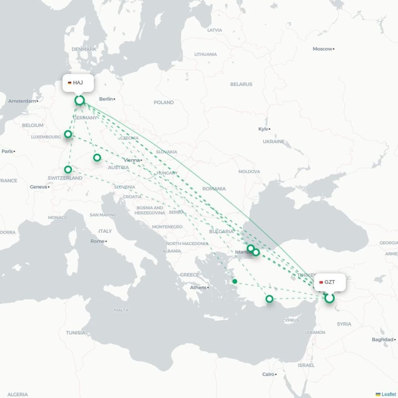 GZT - HAJ route map