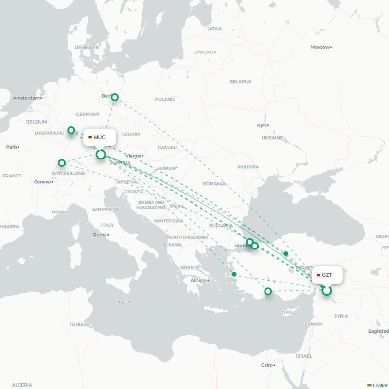 GZT - MUC route map