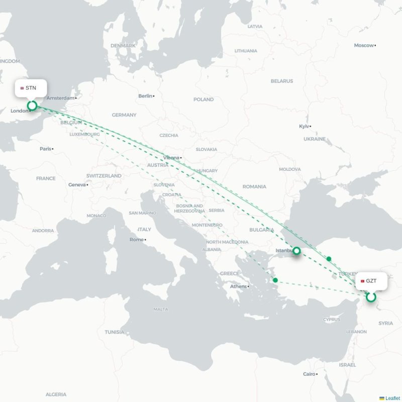 GZT - STN route map