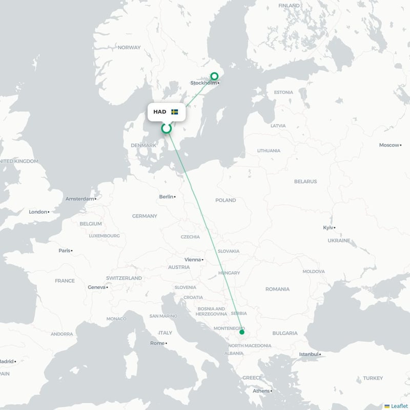 Route map Halmstad  HAD airport