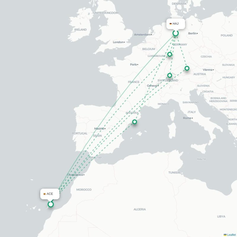 HAJ - ACE route map