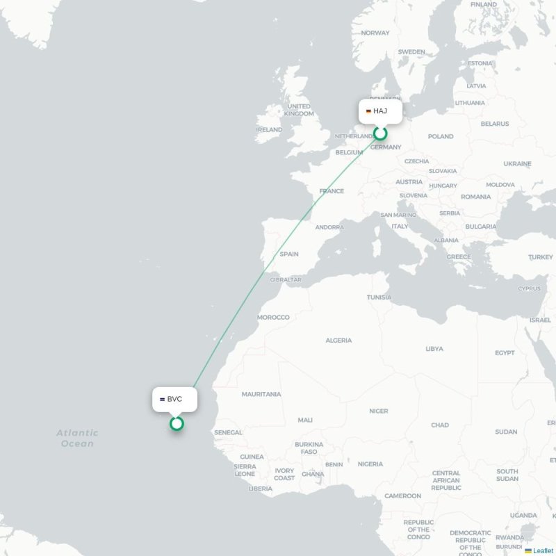 HAJ - BVC route map