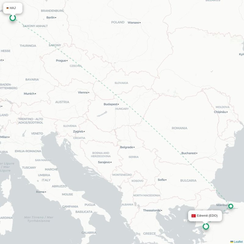 HAJ - EDO route map