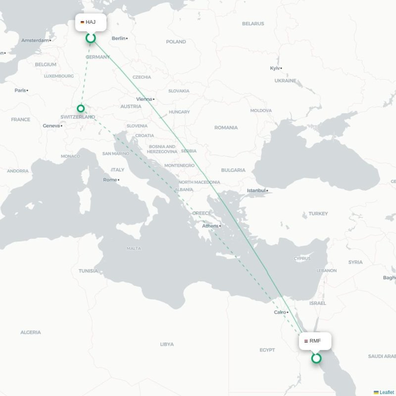 HAJ - RMF route map