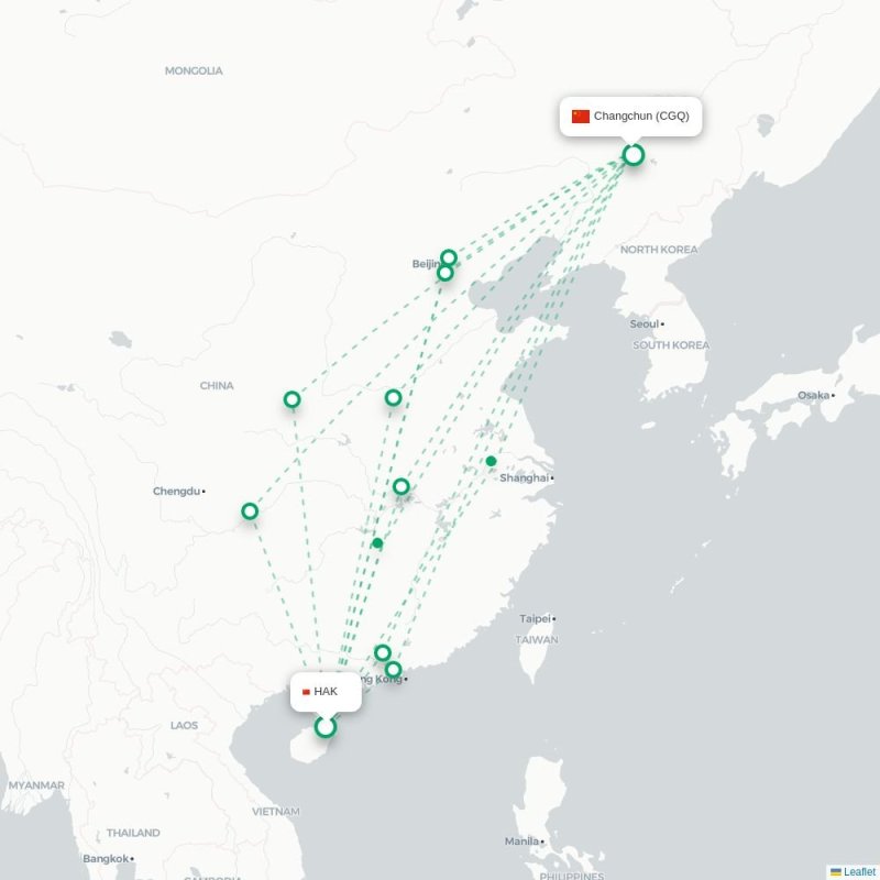 HAK - CGQ route map
