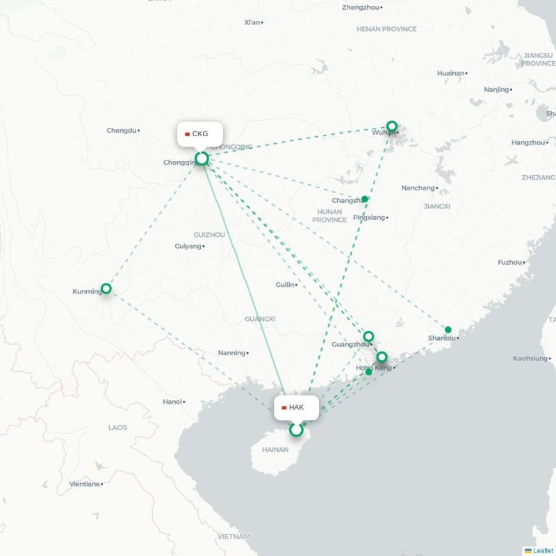 HAK - CKG route map