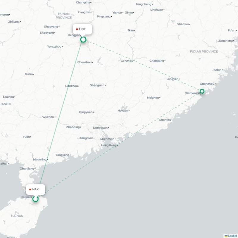 HAK - HNY route map