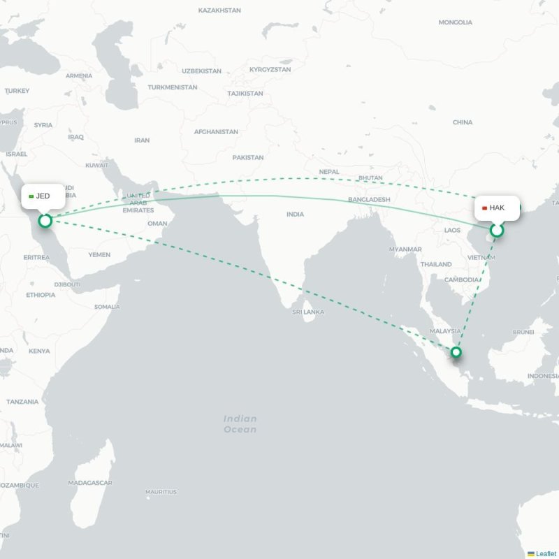 HAK - JED route map