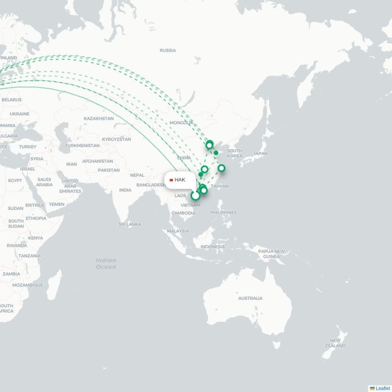 HAK - LHR route map