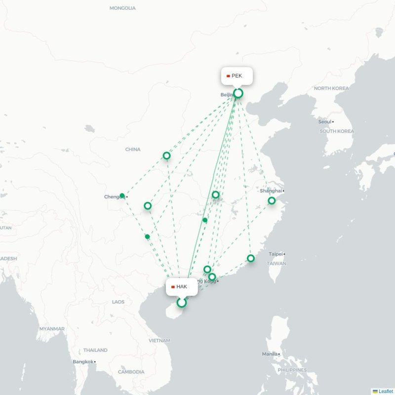 HAK - PEK route map