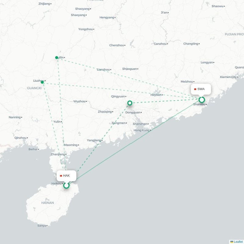 HAK - SWA route map