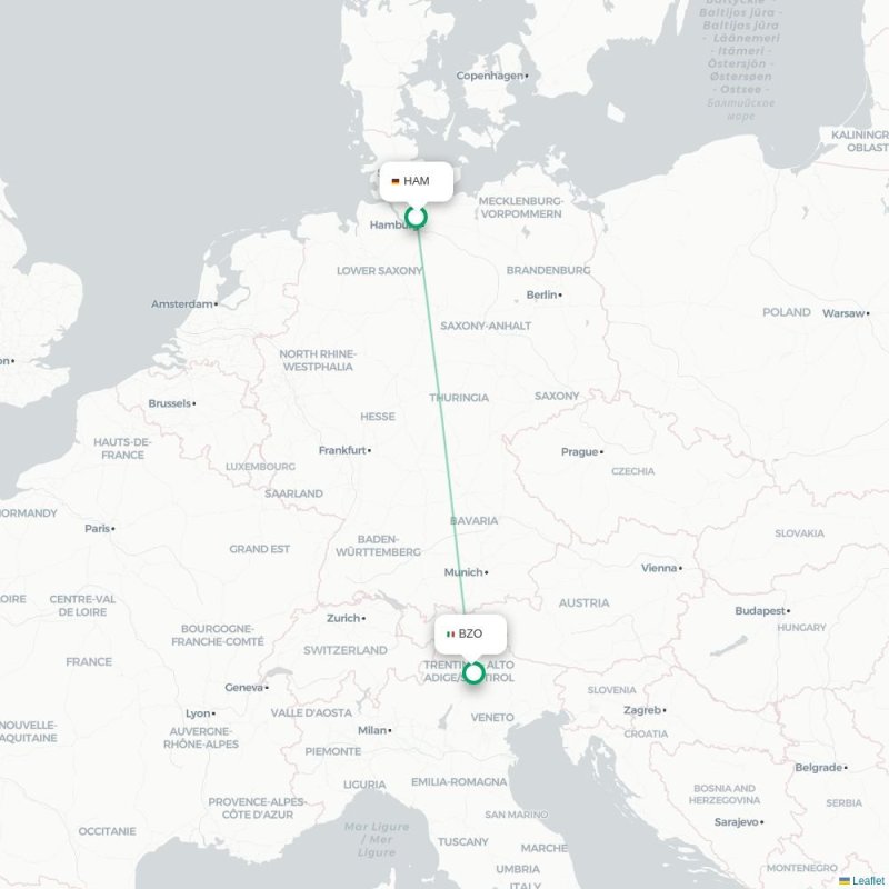HAM - BZO route map