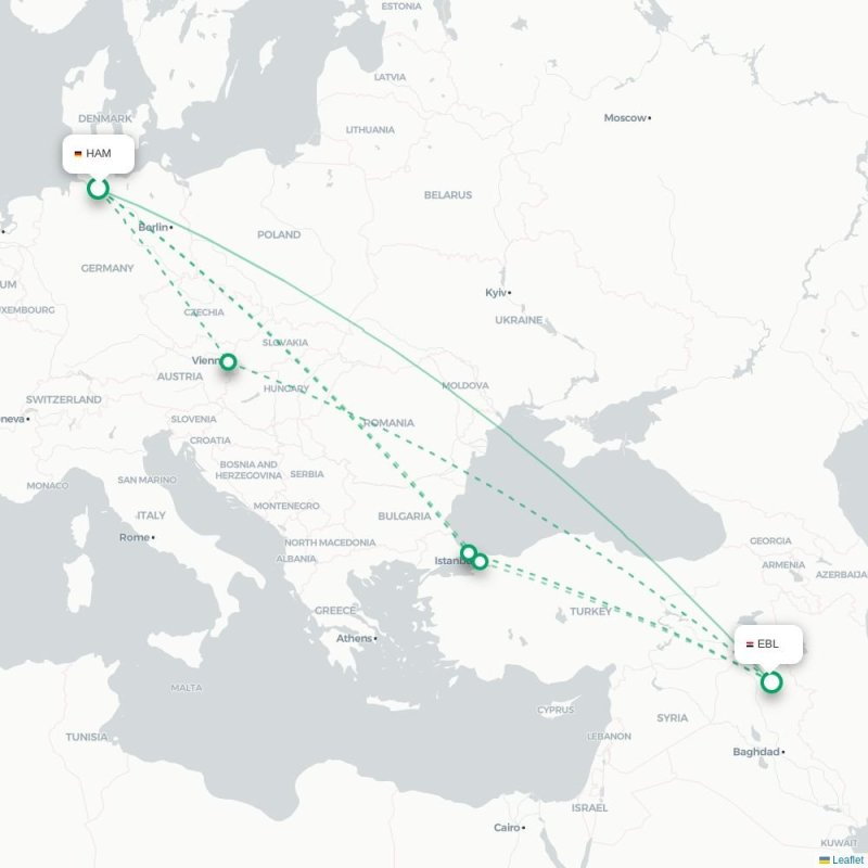 HAM - EBL route map