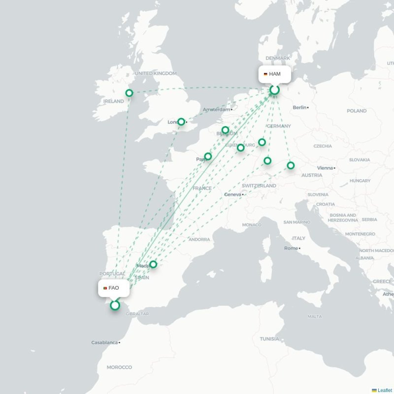 HAM - FAO route map