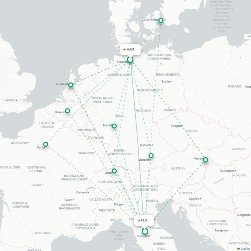 HAM - FLR route map