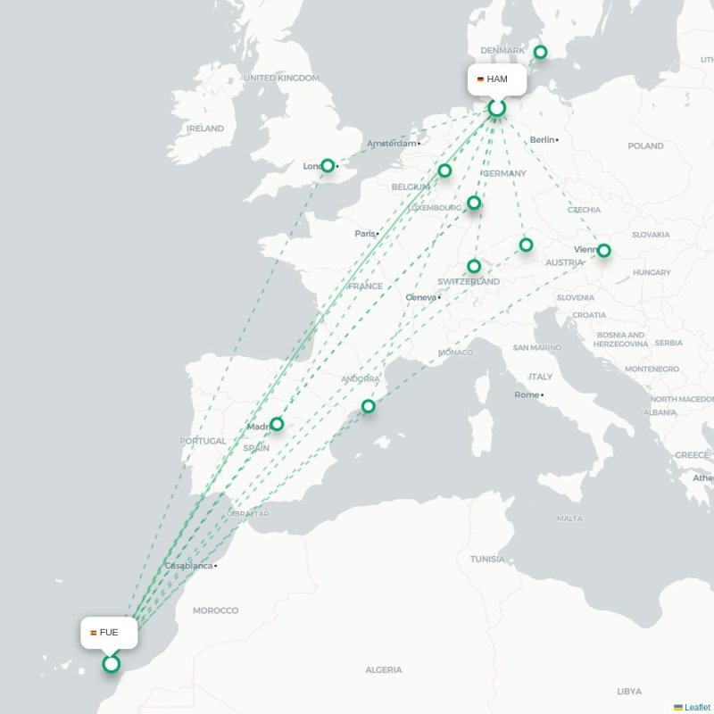 HAM - FUE route map