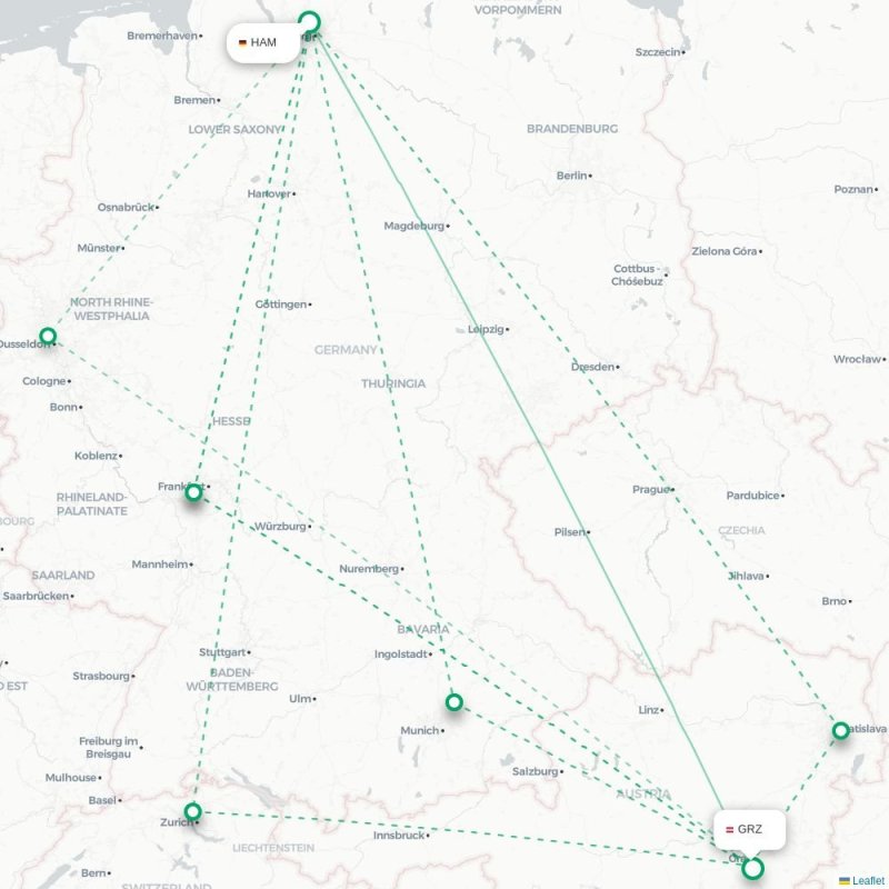 HAM - GRZ route map