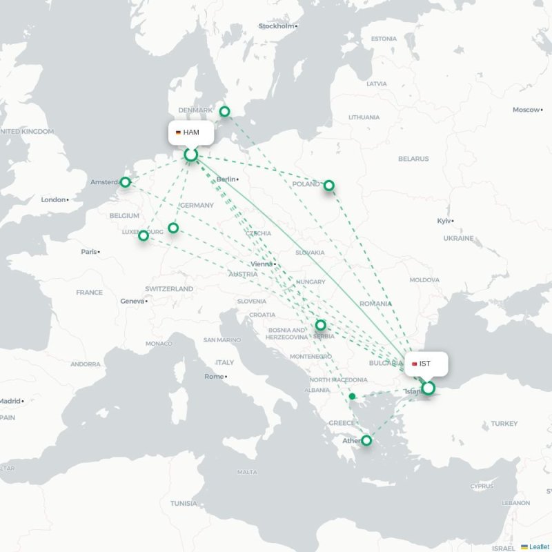 HAM - IST route map