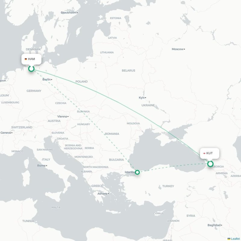 HAM - KUT route map