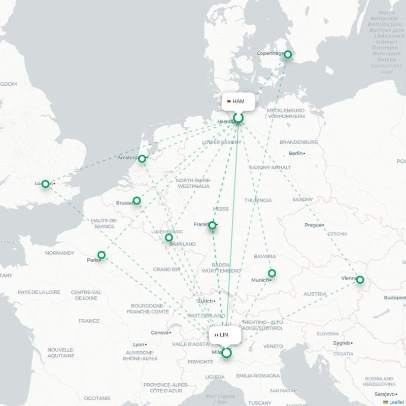 HAM - LIN route map