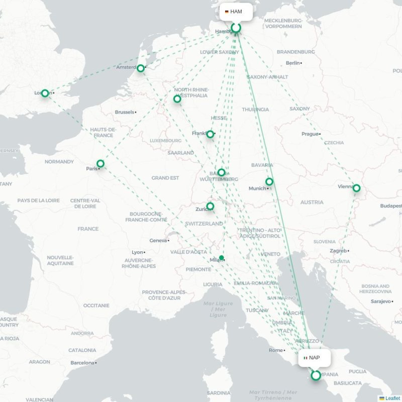 HAM - NAP route map