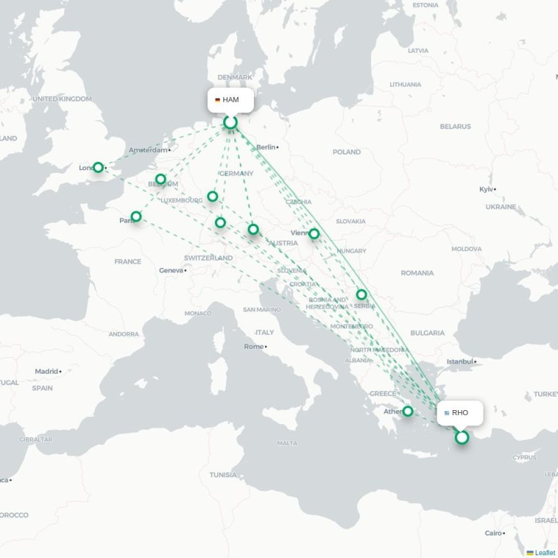 HAM - RHO route map