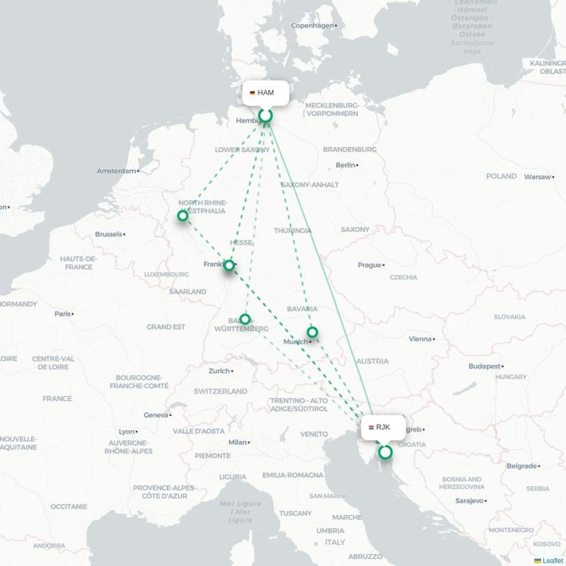 HAM - RJK route map