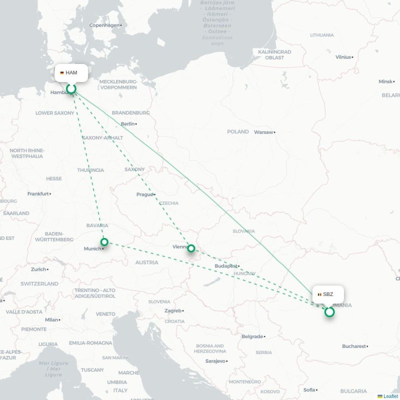 HAM - SBZ route map