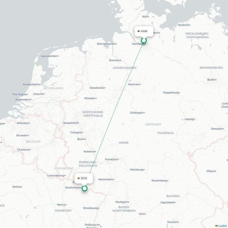 HAM - SCN route map