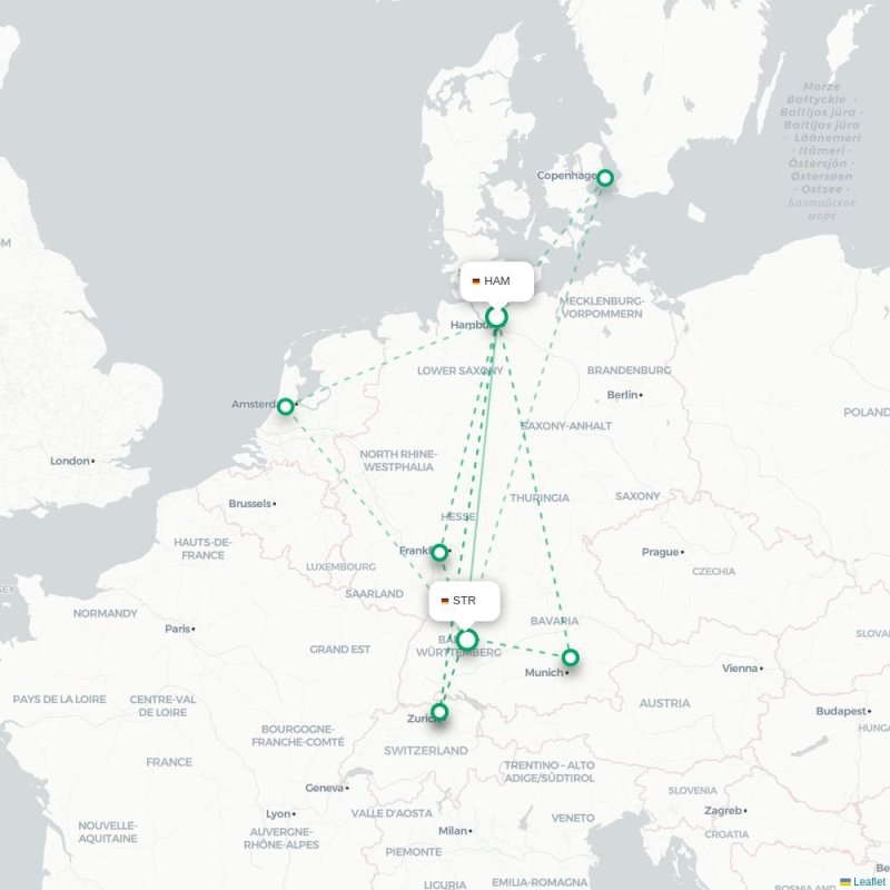 HAM - STR route map