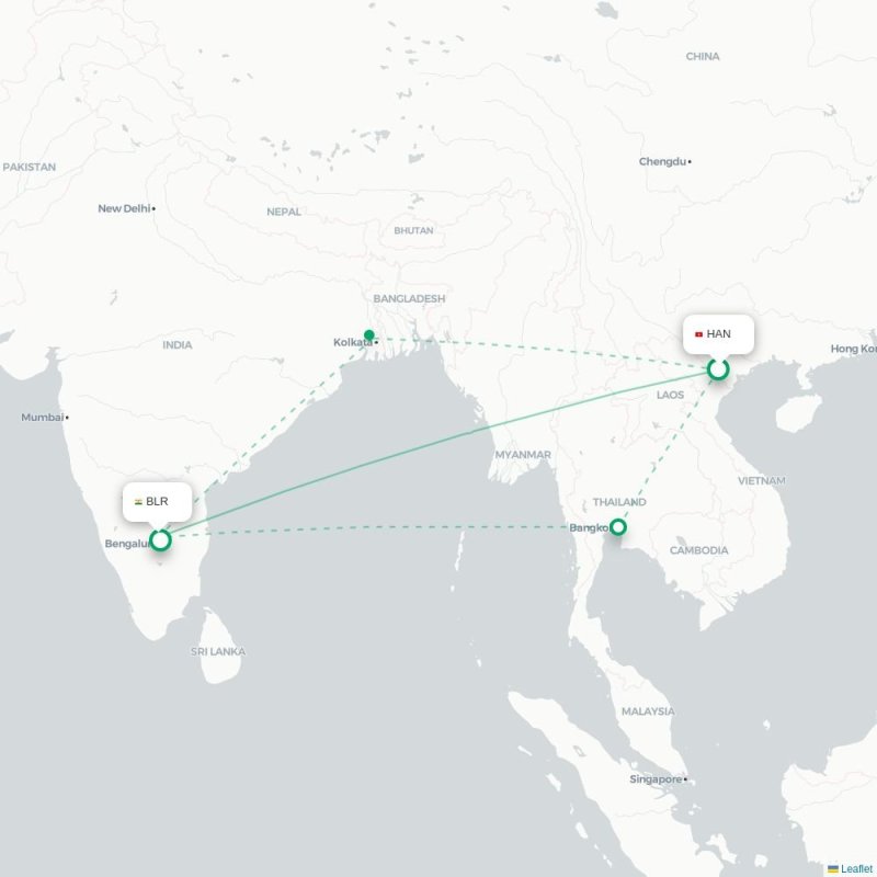HAN - BLR route map