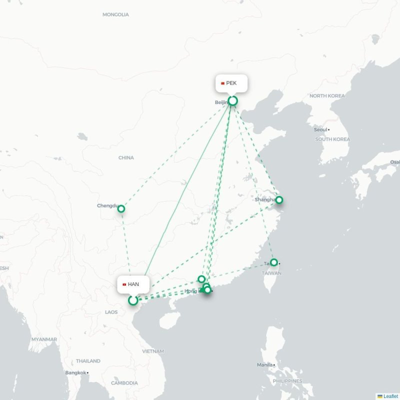HAN - PEK route map