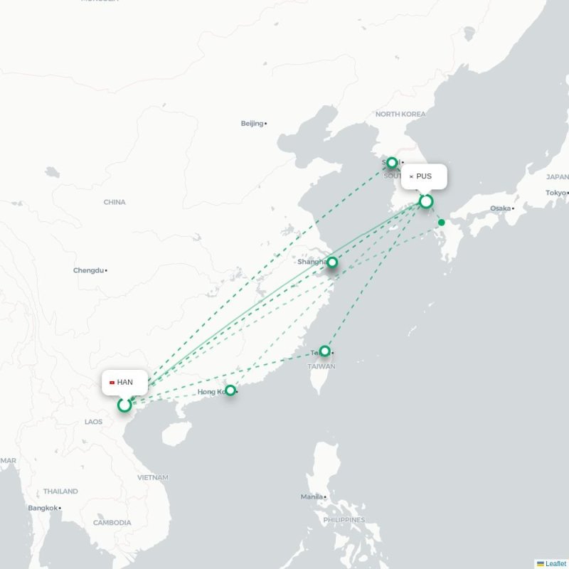 HAN - PUS route map