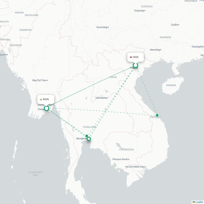 HAN - RGN route map