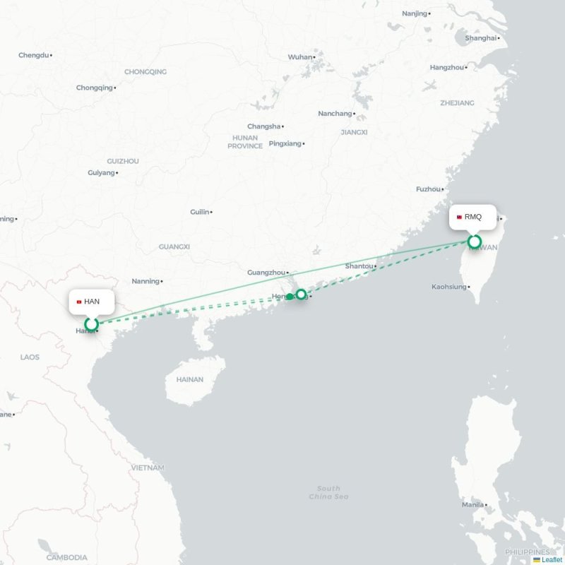 HAN - RMQ route map