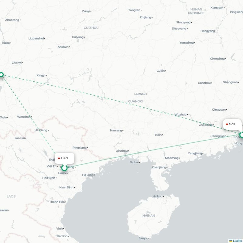 HAN - SZX route map