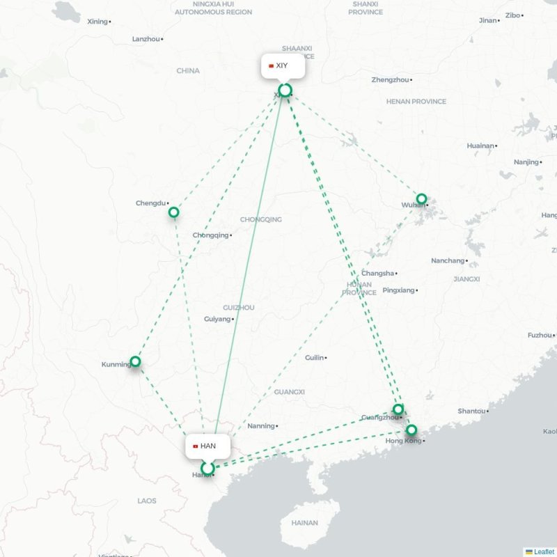 HAN - XIY route map