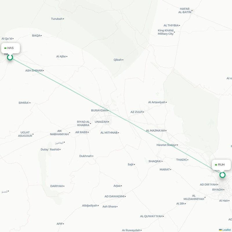 HAS - RUH route map
