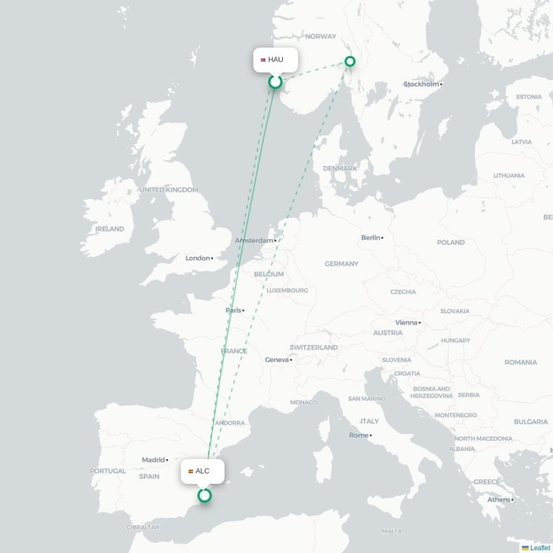 HAU - ALC route map
