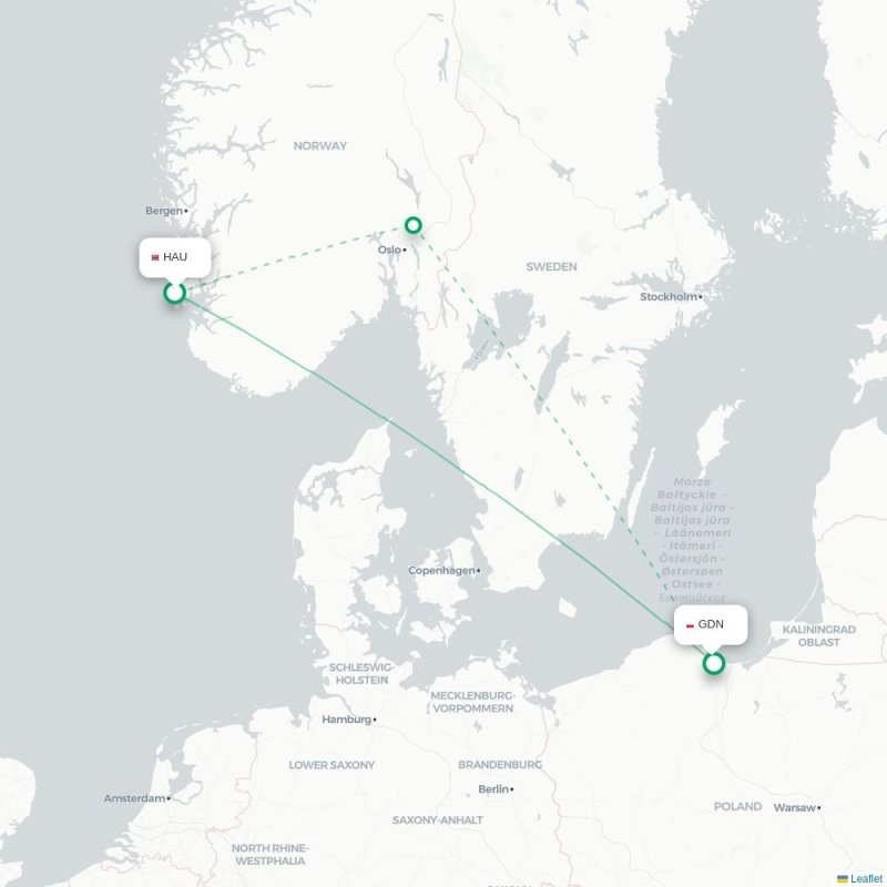 HAU - GDN route map