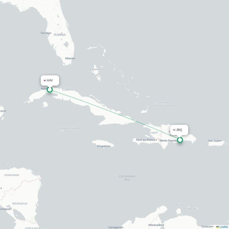 HAV - JBQ route map