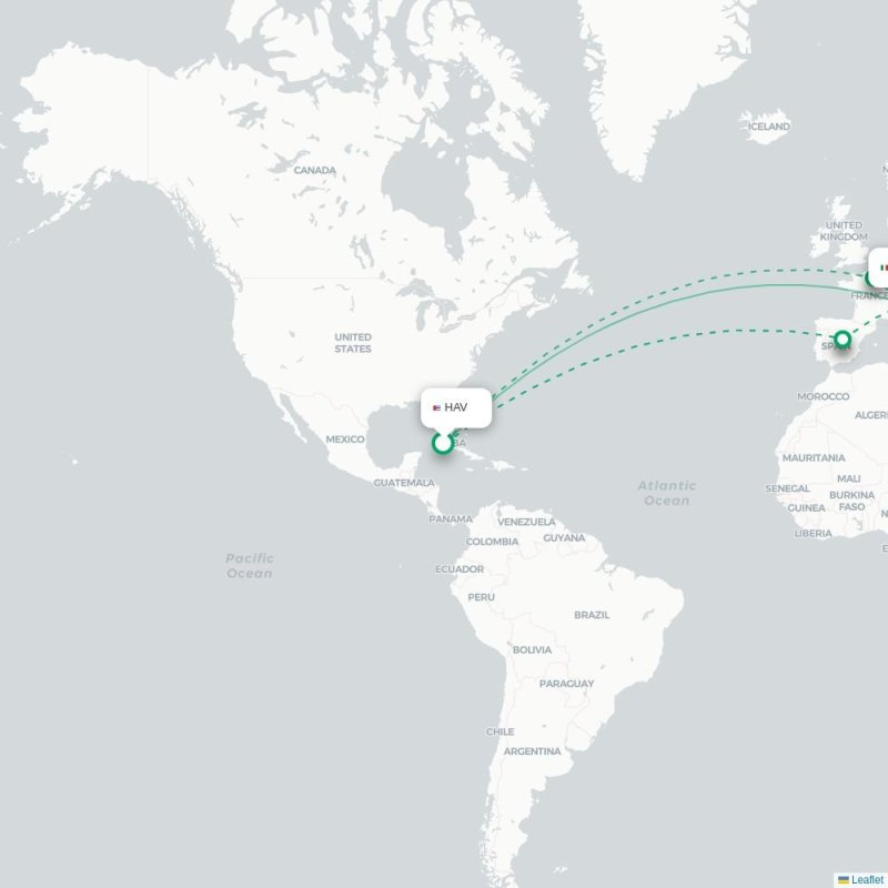 HAV - MXP route map