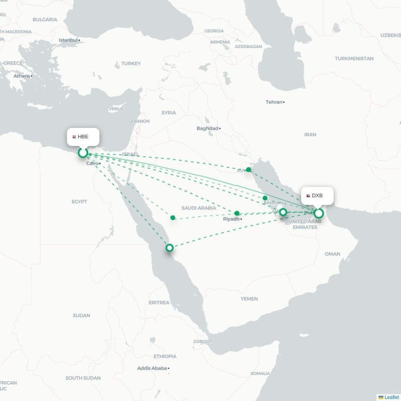 HBE - DXB route map