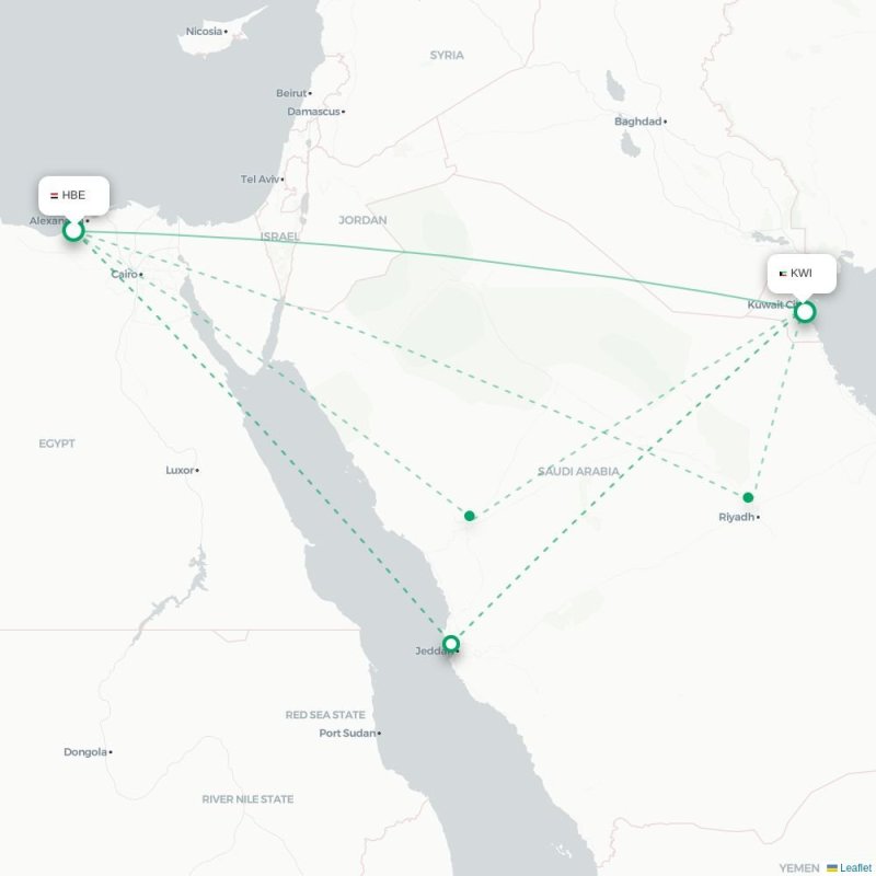 HBE - KWI route map